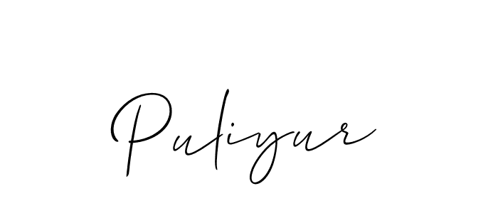 Use a signature maker to create a handwritten signature online. With this signature software, you can design (Allison_Script) your own signature for name Puliyur. Puliyur signature style 2 images and pictures png