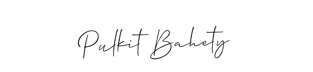 The best way (Allison_Script) to make a short signature is to pick only two or three words in your name. The name Pulkit Bahety include a total of six letters. For converting this name. Pulkit Bahety signature style 2 images and pictures png