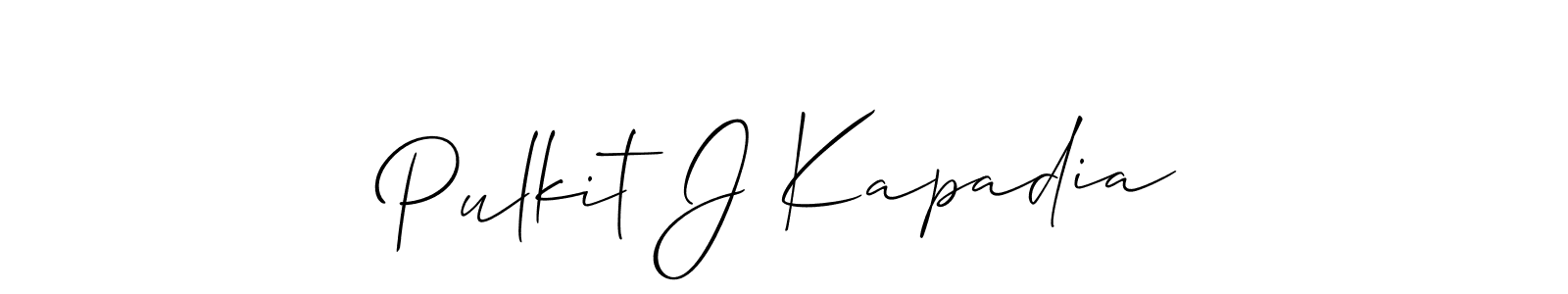 Use a signature maker to create a handwritten signature online. With this signature software, you can design (Allison_Script) your own signature for name Pulkit J Kapadia. Pulkit J Kapadia signature style 2 images and pictures png