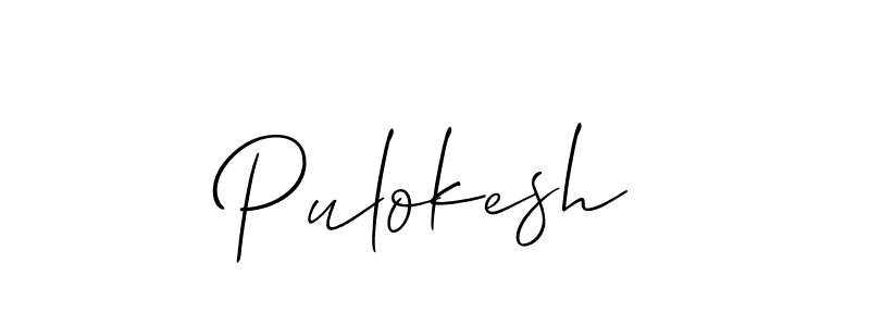 Allison_Script is a professional signature style that is perfect for those who want to add a touch of class to their signature. It is also a great choice for those who want to make their signature more unique. Get Pulokesh name to fancy signature for free. Pulokesh signature style 2 images and pictures png