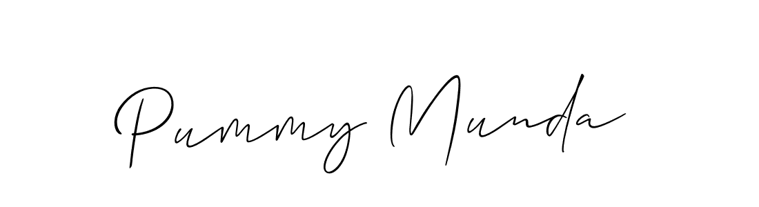 Make a beautiful signature design for name Pummy Munda. With this signature (Allison_Script) style, you can create a handwritten signature for free. Pummy Munda signature style 2 images and pictures png