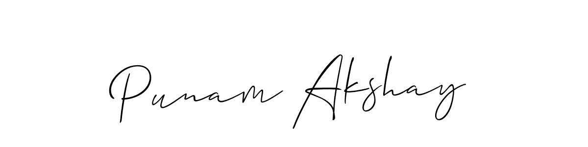 Also we have Punam Akshay name is the best signature style. Create professional handwritten signature collection using Allison_Script autograph style. Punam Akshay signature style 2 images and pictures png