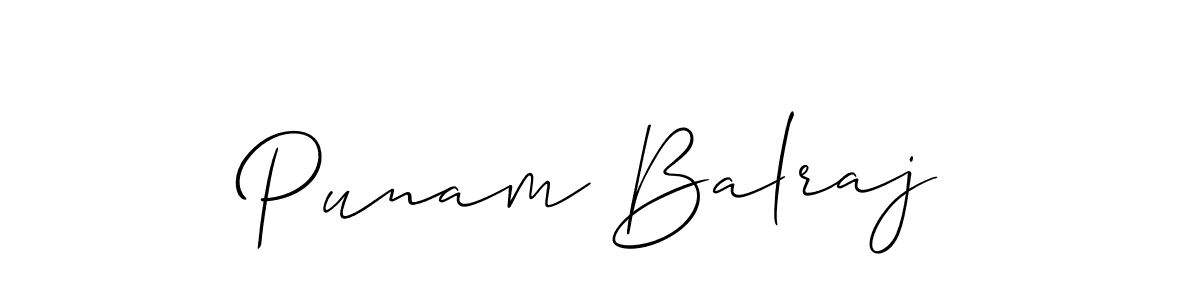 Make a beautiful signature design for name Punam Balraj. With this signature (Allison_Script) style, you can create a handwritten signature for free. Punam Balraj signature style 2 images and pictures png