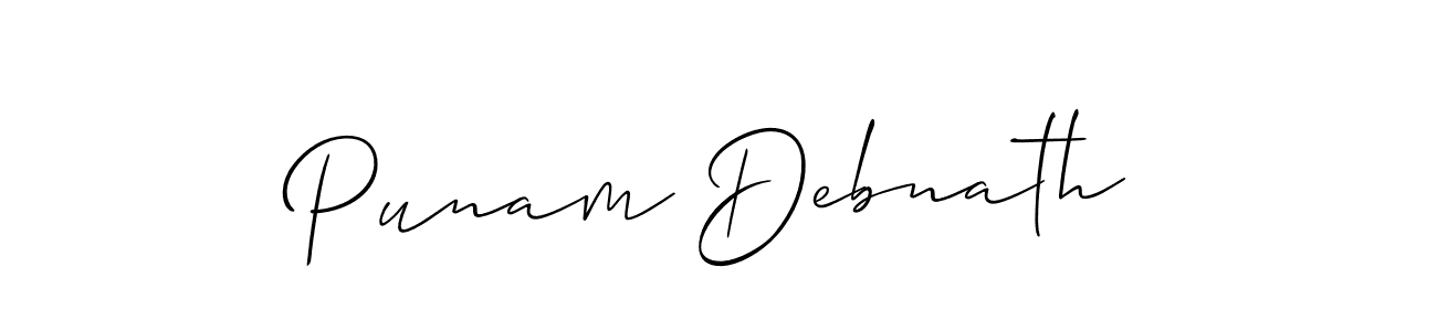 Make a short Punam Debnath signature style. Manage your documents anywhere anytime using Allison_Script. Create and add eSignatures, submit forms, share and send files easily. Punam Debnath signature style 2 images and pictures png