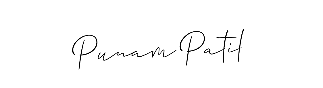 You should practise on your own different ways (Allison_Script) to write your name (Punam Patil) in signature. don't let someone else do it for you. Punam Patil signature style 2 images and pictures png