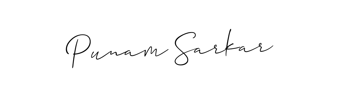 Allison_Script is a professional signature style that is perfect for those who want to add a touch of class to their signature. It is also a great choice for those who want to make their signature more unique. Get Punam Sarkar name to fancy signature for free. Punam Sarkar signature style 2 images and pictures png