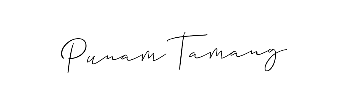 Punam Tamang stylish signature style. Best Handwritten Sign (Allison_Script) for my name. Handwritten Signature Collection Ideas for my name Punam Tamang. Punam Tamang signature style 2 images and pictures png