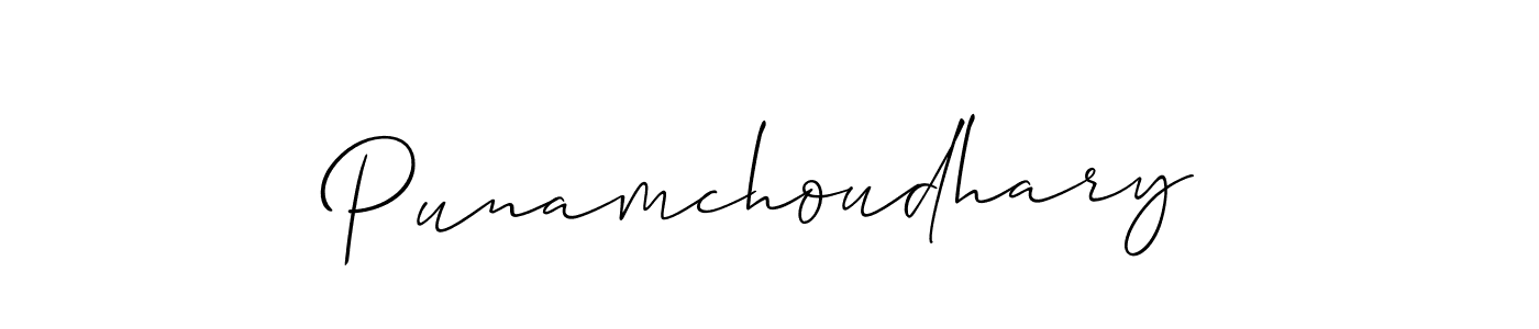 Use a signature maker to create a handwritten signature online. With this signature software, you can design (Allison_Script) your own signature for name Punamchoudhary. Punamchoudhary signature style 2 images and pictures png