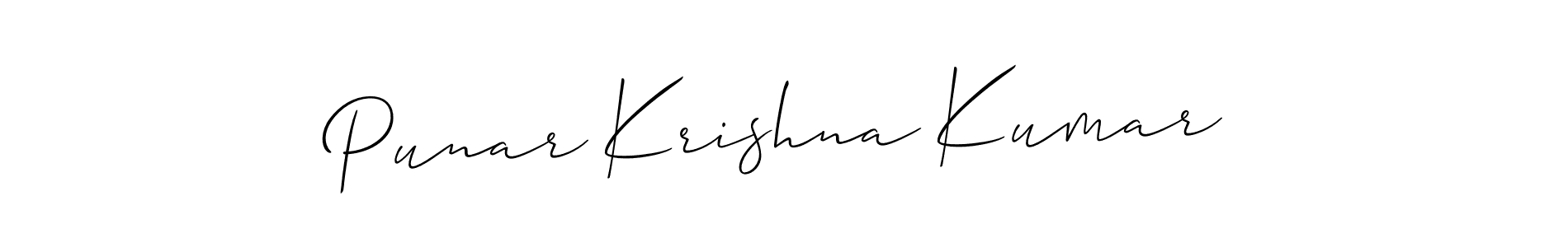 How to make Punar Krishna Kumar name signature. Use Allison_Script style for creating short signs online. This is the latest handwritten sign. Punar Krishna Kumar signature style 2 images and pictures png