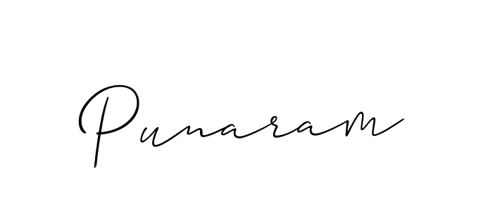 Use a signature maker to create a handwritten signature online. With this signature software, you can design (Allison_Script) your own signature for name Punaram. Punaram signature style 2 images and pictures png