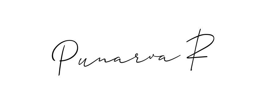 Punarva R stylish signature style. Best Handwritten Sign (Allison_Script) for my name. Handwritten Signature Collection Ideas for my name Punarva R. Punarva R signature style 2 images and pictures png