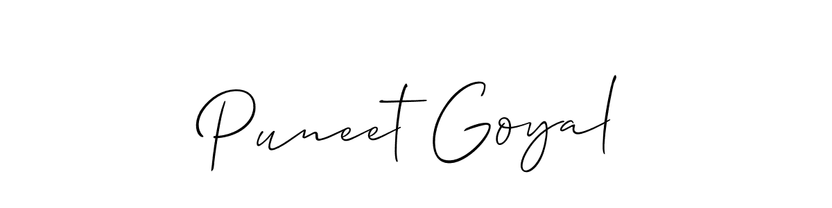 Also we have Puneet Goyal name is the best signature style. Create professional handwritten signature collection using Allison_Script autograph style. Puneet Goyal signature style 2 images and pictures png