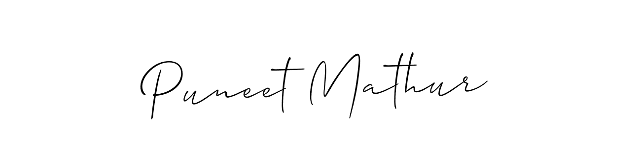 How to make Puneet Mathur name signature. Use Allison_Script style for creating short signs online. This is the latest handwritten sign. Puneet Mathur signature style 2 images and pictures png