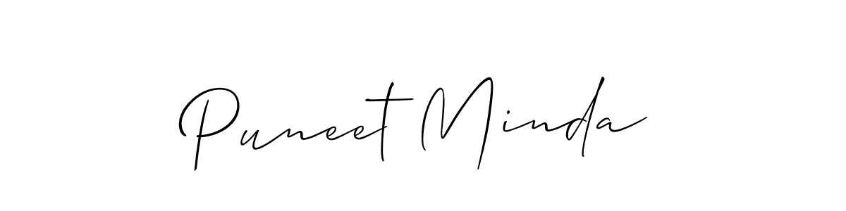 You should practise on your own different ways (Allison_Script) to write your name (Puneet Minda) in signature. don't let someone else do it for you. Puneet Minda signature style 2 images and pictures png