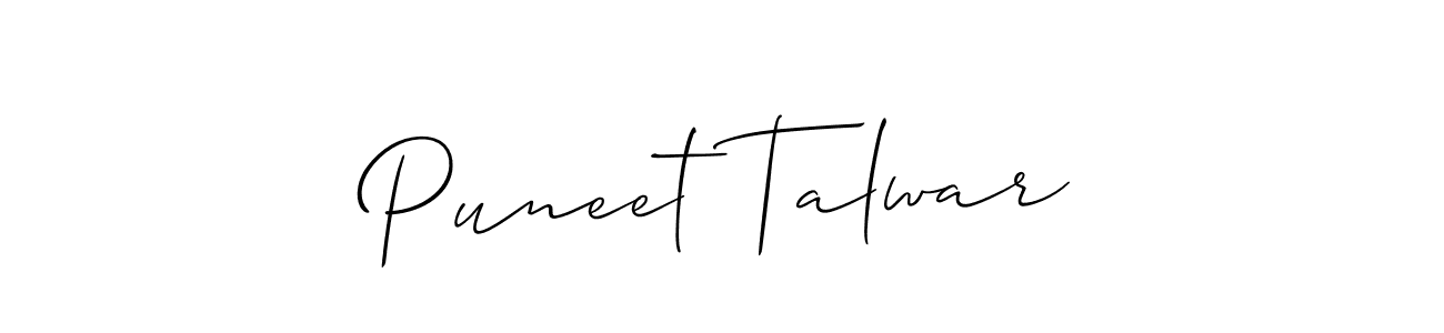The best way (Allison_Script) to make a short signature is to pick only two or three words in your name. The name Puneet Talwar include a total of six letters. For converting this name. Puneet Talwar signature style 2 images and pictures png