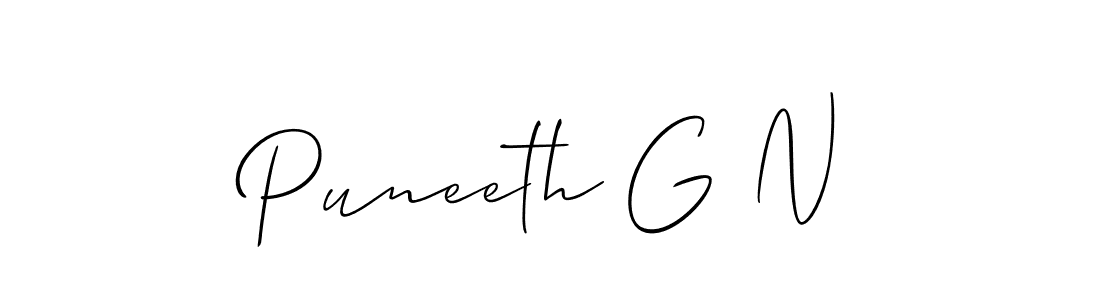 How to make Puneeth G N signature? Allison_Script is a professional autograph style. Create handwritten signature for Puneeth G N name. Puneeth G N signature style 2 images and pictures png