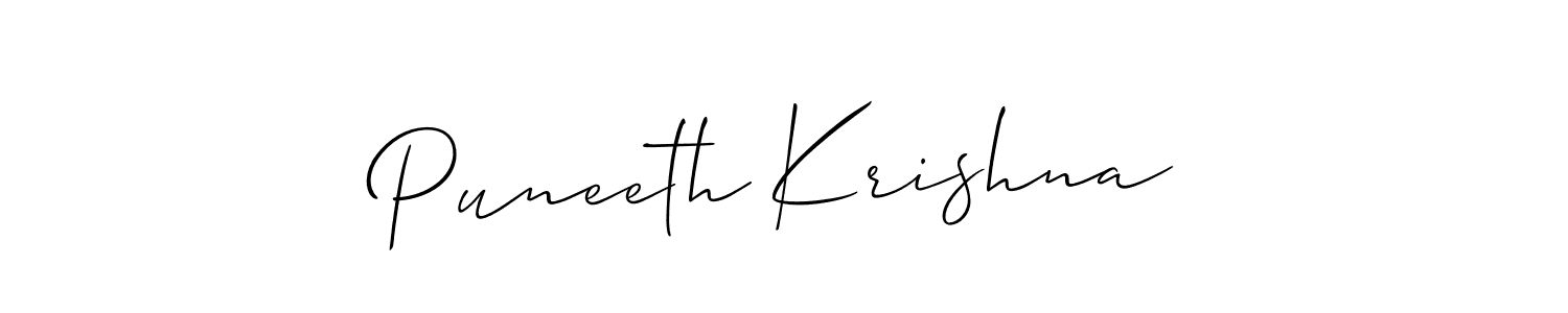 Make a beautiful signature design for name Puneeth Krishna. With this signature (Allison_Script) style, you can create a handwritten signature for free. Puneeth Krishna signature style 2 images and pictures png