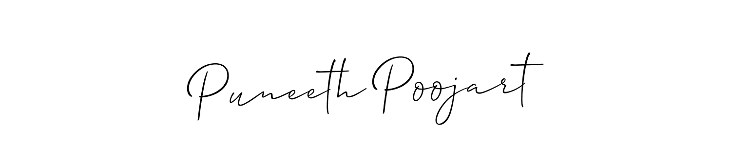 How to make Puneeth Poojart name signature. Use Allison_Script style for creating short signs online. This is the latest handwritten sign. Puneeth Poojart signature style 2 images and pictures png