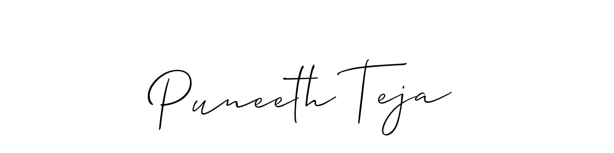 Puneeth Teja stylish signature style. Best Handwritten Sign (Allison_Script) for my name. Handwritten Signature Collection Ideas for my name Puneeth Teja. Puneeth Teja signature style 2 images and pictures png