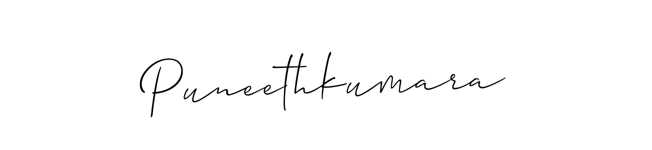 How to make Puneethkumara name signature. Use Allison_Script style for creating short signs online. This is the latest handwritten sign. Puneethkumara signature style 2 images and pictures png