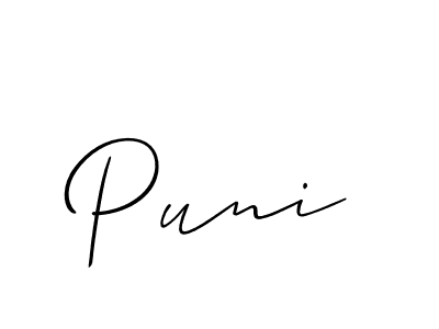How to make Puni signature? Allison_Script is a professional autograph style. Create handwritten signature for Puni name. Puni signature style 2 images and pictures png