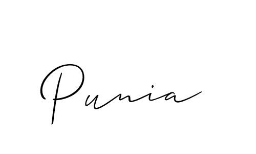 How to make Punia signature? Allison_Script is a professional autograph style. Create handwritten signature for Punia name. Punia signature style 2 images and pictures png