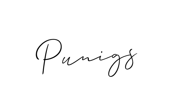 How to Draw Punigs signature style? Allison_Script is a latest design signature styles for name Punigs. Punigs signature style 2 images and pictures png