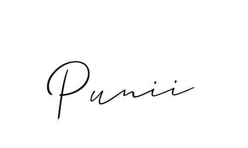 Create a beautiful signature design for name Punii. With this signature (Allison_Script) fonts, you can make a handwritten signature for free. Punii signature style 2 images and pictures png