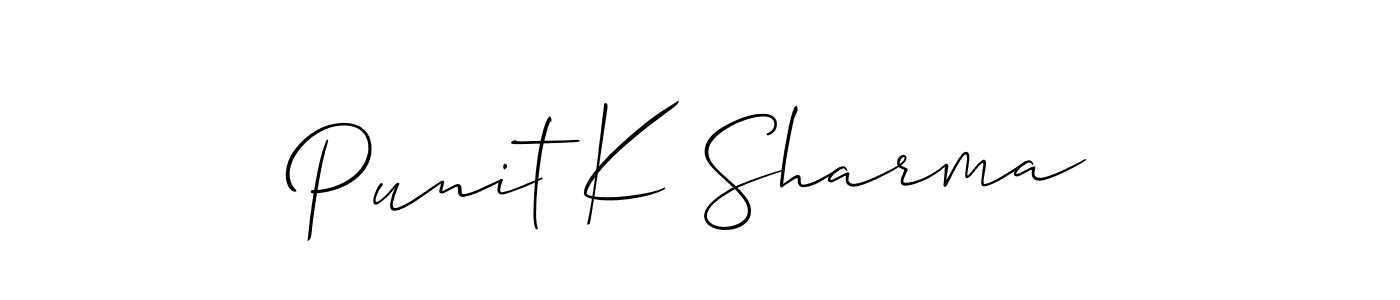 Punit K Sharma stylish signature style. Best Handwritten Sign (Allison_Script) for my name. Handwritten Signature Collection Ideas for my name Punit K Sharma. Punit K Sharma signature style 2 images and pictures png