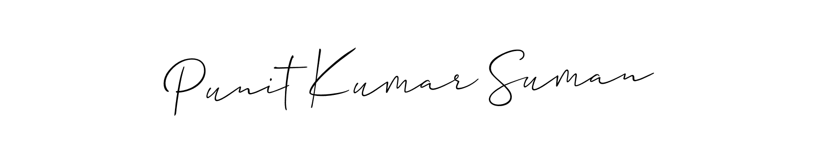 How to make Punit Kumar Suman name signature. Use Allison_Script style for creating short signs online. This is the latest handwritten sign. Punit Kumar Suman signature style 2 images and pictures png