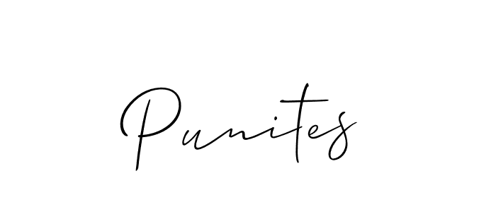 Design your own signature with our free online signature maker. With this signature software, you can create a handwritten (Allison_Script) signature for name Punites. Punites signature style 2 images and pictures png