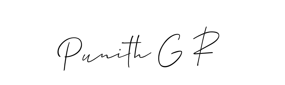 How to make Punith G R name signature. Use Allison_Script style for creating short signs online. This is the latest handwritten sign. Punith G R signature style 2 images and pictures png