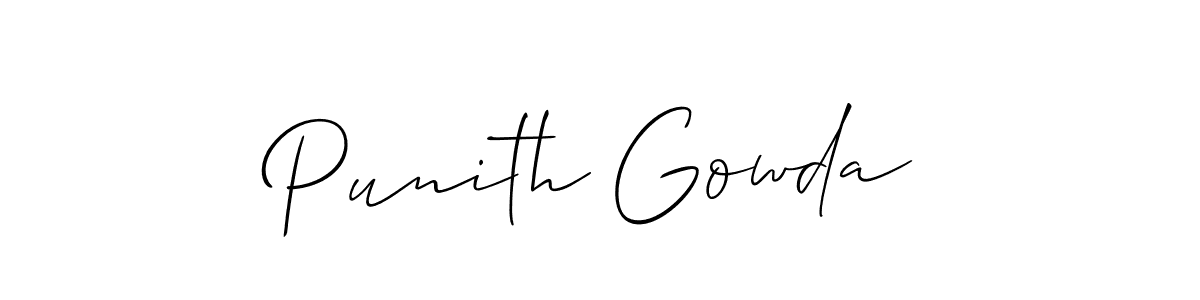 It looks lik you need a new signature style for name Punith Gowda. Design unique handwritten (Allison_Script) signature with our free signature maker in just a few clicks. Punith Gowda signature style 2 images and pictures png