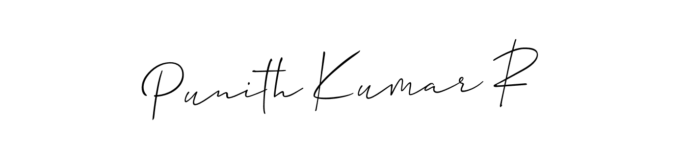 Use a signature maker to create a handwritten signature online. With this signature software, you can design (Allison_Script) your own signature for name Punith Kumar R. Punith Kumar R signature style 2 images and pictures png