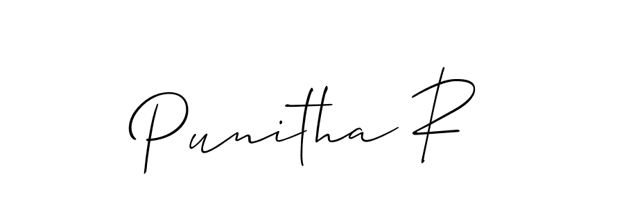 Also You can easily find your signature by using the search form. We will create Punitha R name handwritten signature images for you free of cost using Allison_Script sign style. Punitha R signature style 2 images and pictures png