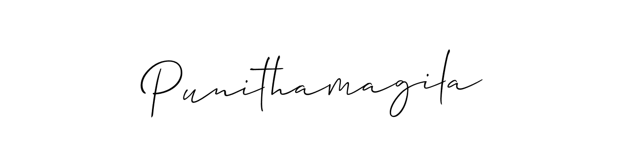 Make a short Punithamagila signature style. Manage your documents anywhere anytime using Allison_Script. Create and add eSignatures, submit forms, share and send files easily. Punithamagila signature style 2 images and pictures png