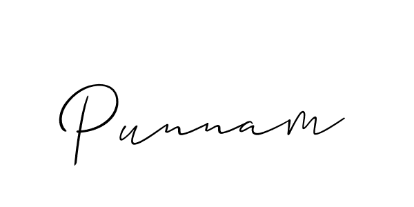 Use a signature maker to create a handwritten signature online. With this signature software, you can design (Allison_Script) your own signature for name Punnam. Punnam signature style 2 images and pictures png