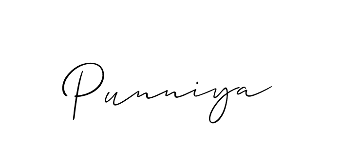 How to make Punniya name signature. Use Allison_Script style for creating short signs online. This is the latest handwritten sign. Punniya signature style 2 images and pictures png