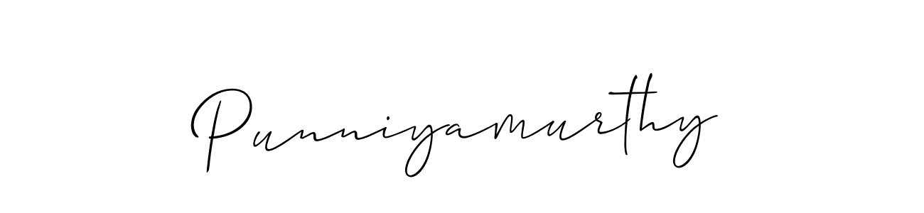 How to make Punniyamurthy name signature. Use Allison_Script style for creating short signs online. This is the latest handwritten sign. Punniyamurthy signature style 2 images and pictures png