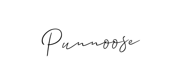 Use a signature maker to create a handwritten signature online. With this signature software, you can design (Allison_Script) your own signature for name Punnoose. Punnoose signature style 2 images and pictures png