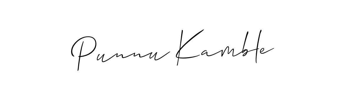 You should practise on your own different ways (Allison_Script) to write your name (Punnu Kamble) in signature. don't let someone else do it for you. Punnu Kamble signature style 2 images and pictures png