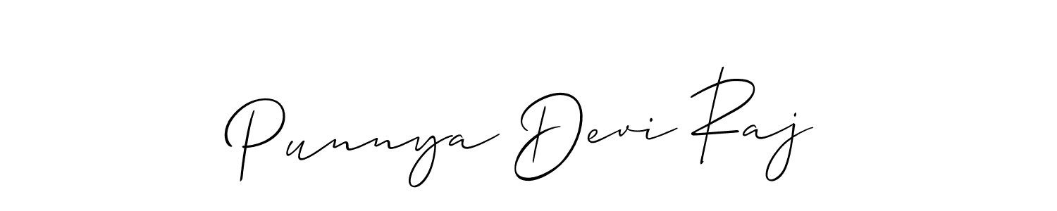 Make a beautiful signature design for name Punnya Devi Raj. With this signature (Allison_Script) style, you can create a handwritten signature for free. Punnya Devi Raj signature style 2 images and pictures png