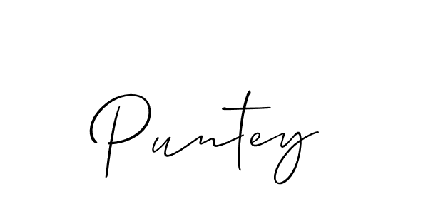 Puntey stylish signature style. Best Handwritten Sign (Allison_Script) for my name. Handwritten Signature Collection Ideas for my name Puntey. Puntey signature style 2 images and pictures png