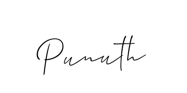 The best way (Allison_Script) to make a short signature is to pick only two or three words in your name. The name Punuth include a total of six letters. For converting this name. Punuth signature style 2 images and pictures png