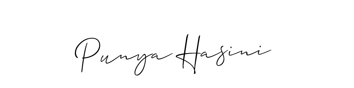 Make a beautiful signature design for name Punya Hasini. With this signature (Allison_Script) style, you can create a handwritten signature for free. Punya Hasini signature style 2 images and pictures png