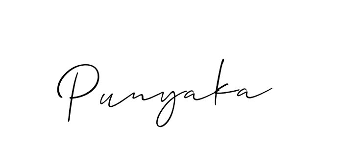 Design your own signature with our free online signature maker. With this signature software, you can create a handwritten (Allison_Script) signature for name Punyaka. Punyaka signature style 2 images and pictures png