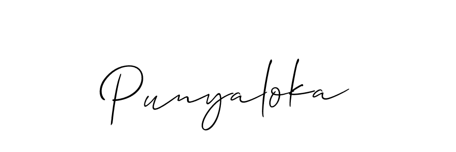 Design your own signature with our free online signature maker. With this signature software, you can create a handwritten (Allison_Script) signature for name Punyaloka. Punyaloka signature style 2 images and pictures png