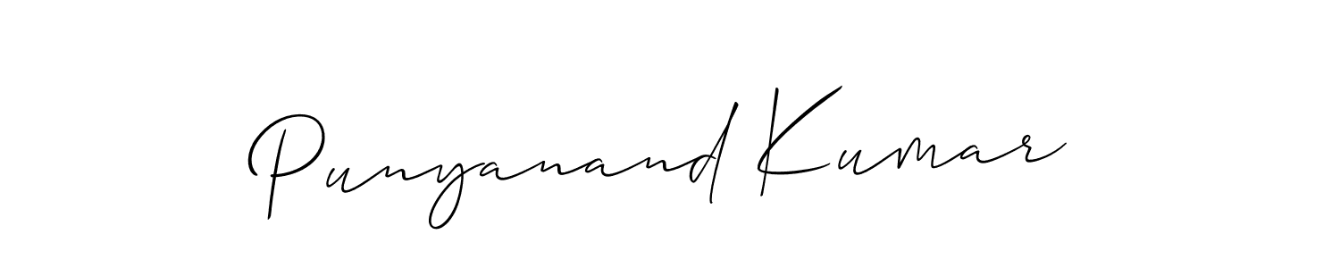 Make a short Punyanand Kumar signature style. Manage your documents anywhere anytime using Allison_Script. Create and add eSignatures, submit forms, share and send files easily. Punyanand Kumar signature style 2 images and pictures png