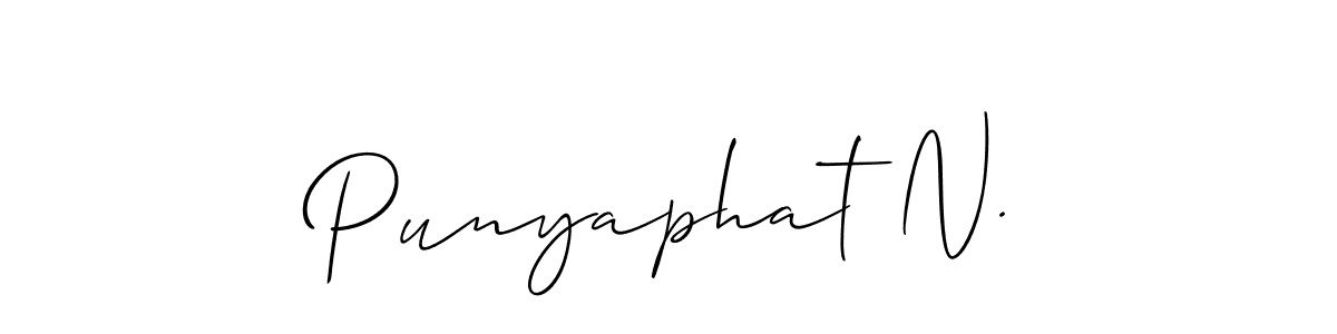 if you are searching for the best signature style for your name Punyaphat N.. so please give up your signature search. here we have designed multiple signature styles  using Allison_Script. Punyaphat N. signature style 2 images and pictures png