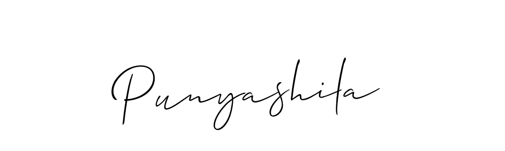 Design your own signature with our free online signature maker. With this signature software, you can create a handwritten (Allison_Script) signature for name Punyashila. Punyashila signature style 2 images and pictures png